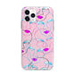 Personalised Pink Line Art Apple iPhone 11 Pro in Silver with Bumper Case