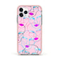 Personalised Pink Line Art Apple iPhone 11 Pro in Silver with Pink Impact Case