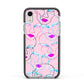 Personalised Pink Line Art Apple iPhone XR Impact Case Black Edge on Silver Phone