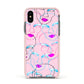 Personalised Pink Line Art Apple iPhone Xs Impact Case Pink Edge on Black Phone