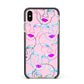 Personalised Pink Line Art Apple iPhone Xs Max Impact Case Black Edge on Gold Phone