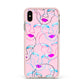 Personalised Pink Line Art Apple iPhone Xs Max Impact Case Pink Edge on Gold Phone