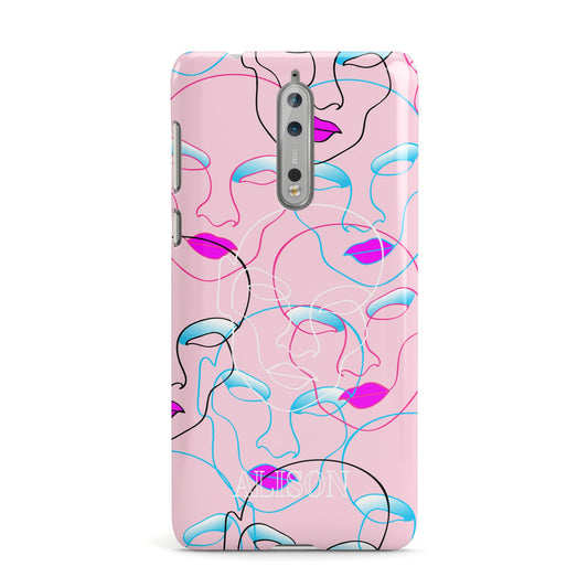 Personalised Pink Line Art Nokia Case