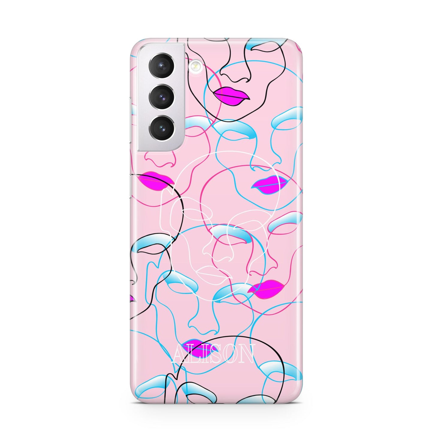 Personalised Pink Line Art Samsung S21 Case