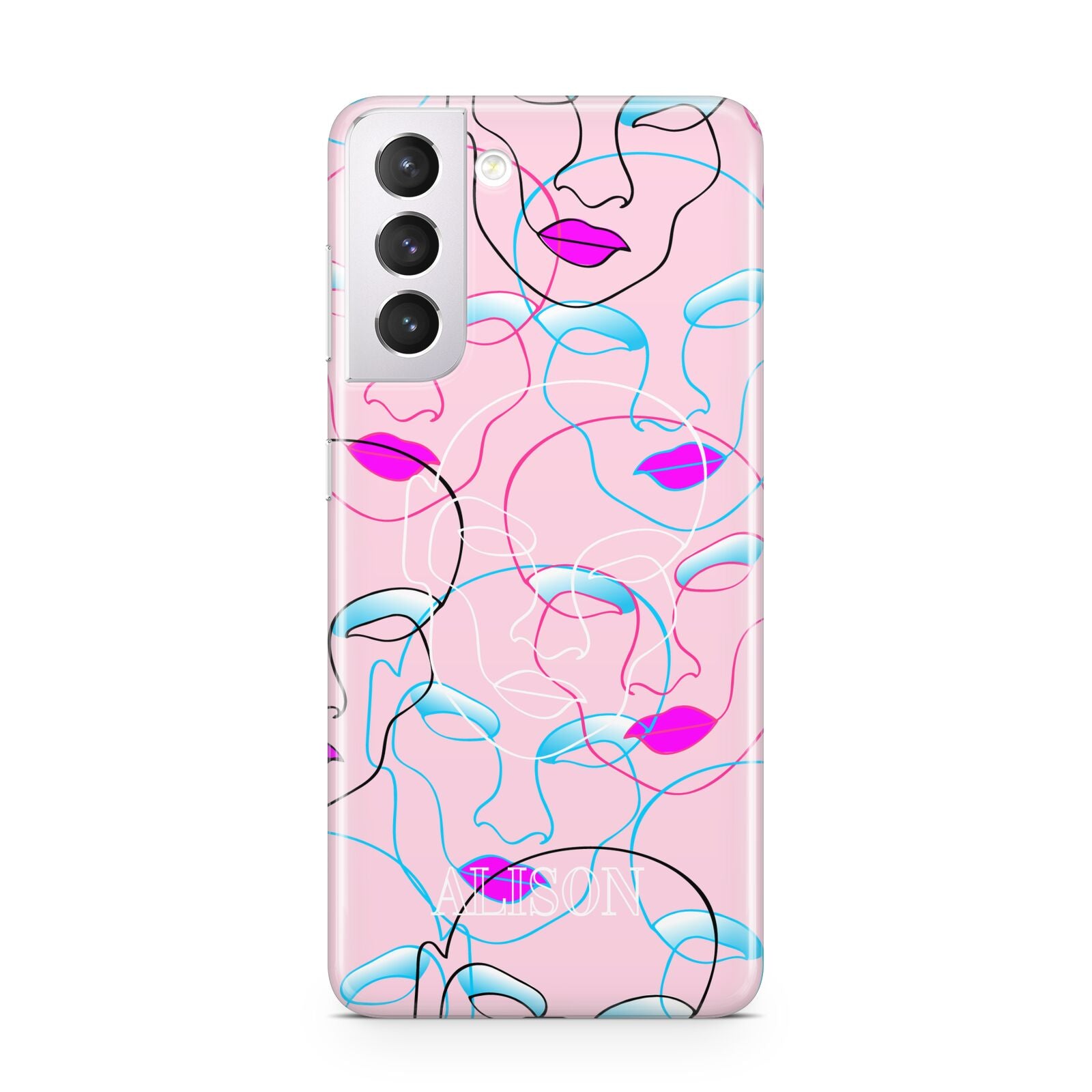 Personalised Pink Line Art Samsung S21 Case