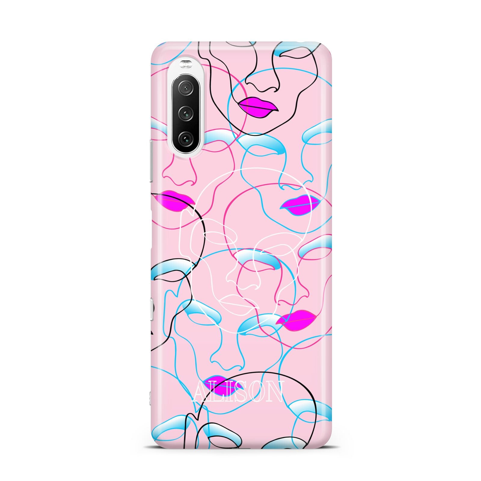 Personalised Pink Line Art Sony Xperia 10 III Case