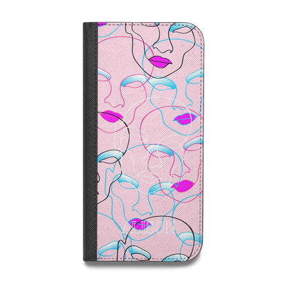 Personalised Pink Line Art Vegan Leather Flip Samsung Case