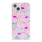Personalised Pink Line Art iPhone 13 Clear Bumper Case