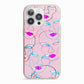 Personalised Pink Line Art iPhone 13 Pro TPU Impact Case with Pink Edges