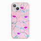 Personalised Pink Line Art iPhone 13 TPU Impact Case with Pink Edges