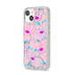 Personalised Pink Line Art iPhone 14 Glitter Tough Case Starlight Angled Image
