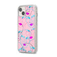 Personalised Pink Line Art iPhone 14 Plus Clear Tough Case Starlight Angled Image
