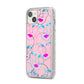 Personalised Pink Line Art iPhone 14 Plus Glitter Tough Case Starlight Angled Image