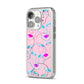 Personalised Pink Line Art iPhone 14 Pro Clear Tough Case Silver Angled Image