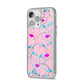 Personalised Pink Line Art iPhone 14 Pro Max Clear Tough Case Silver Angled Image