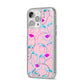 Personalised Pink Line Art iPhone 14 Pro Max Glitter Tough Case Silver Angled Image