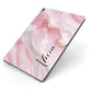 Personalised Pink Marble Apple iPad Case on Grey iPad Side View
