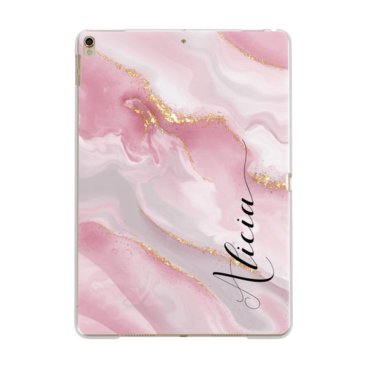 Personalised Pink Marble Apple iPad Gold Case