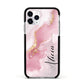 Personalised Pink Marble Apple iPhone 11 Pro in Silver with Black Impact Case