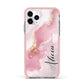 Personalised Pink Marble Apple iPhone 11 Pro in Silver with Pink Impact Case