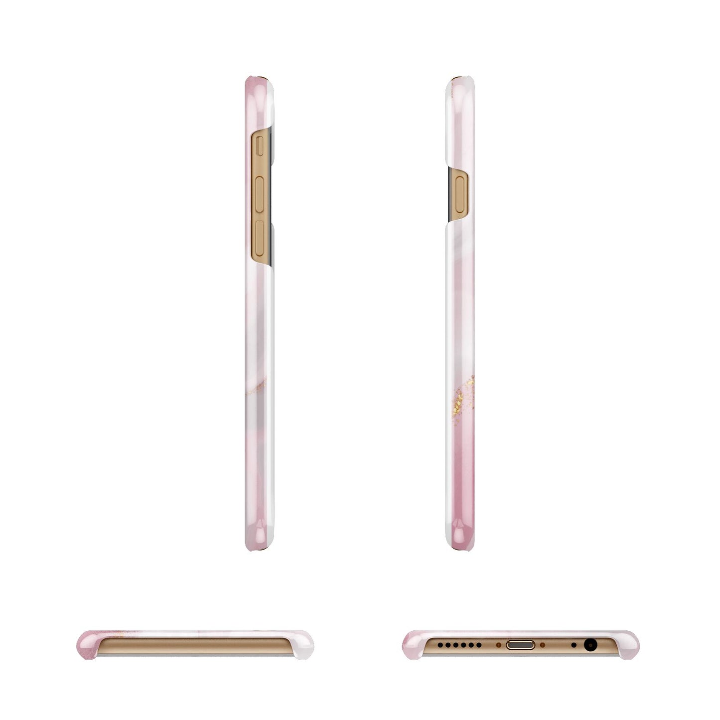 Personalised Pink Marble Apple iPhone 6 3D Wrap Snap Case Angled Images