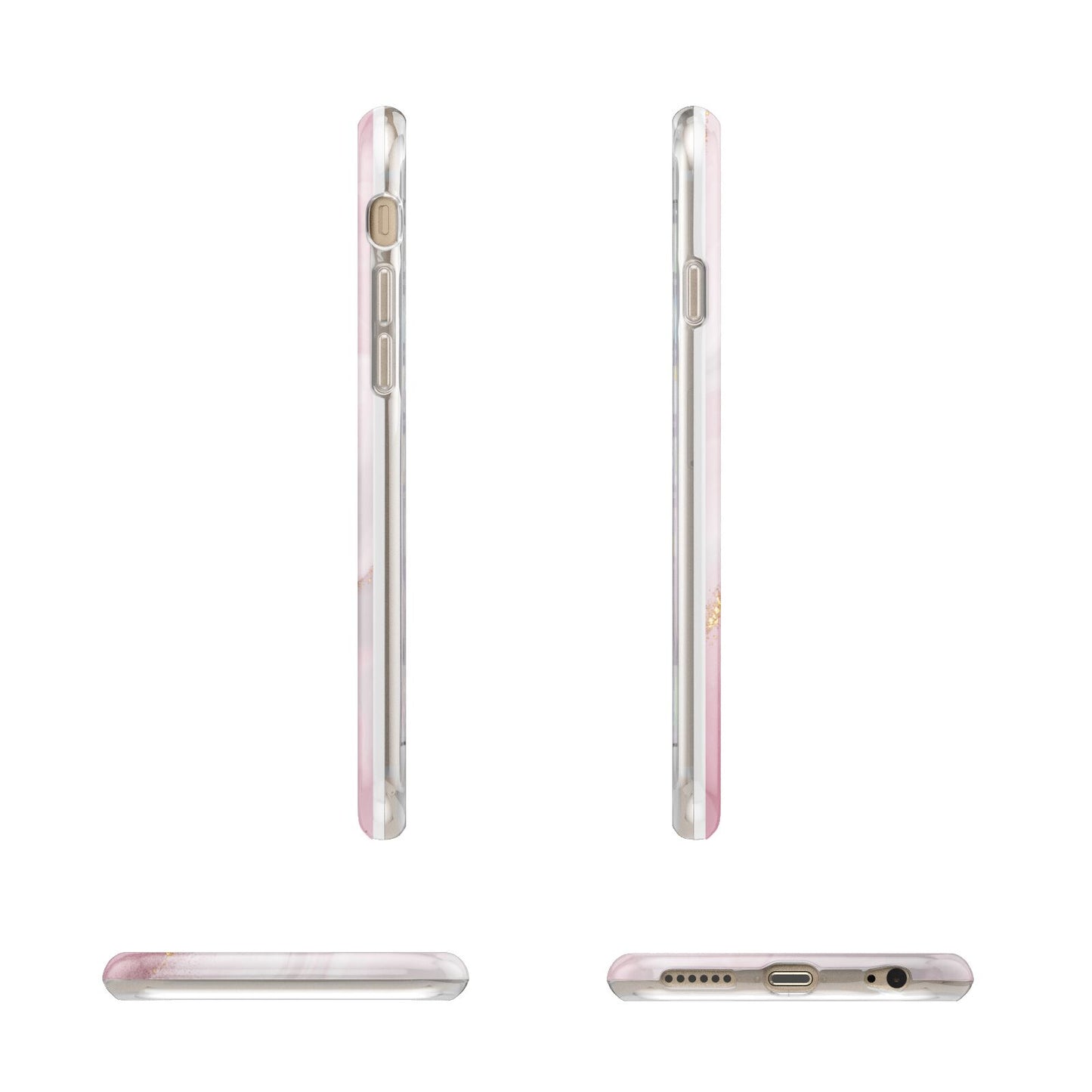 Personalised Pink Marble Apple iPhone 6 3D Wrap Tough Case Alternative Image Angles