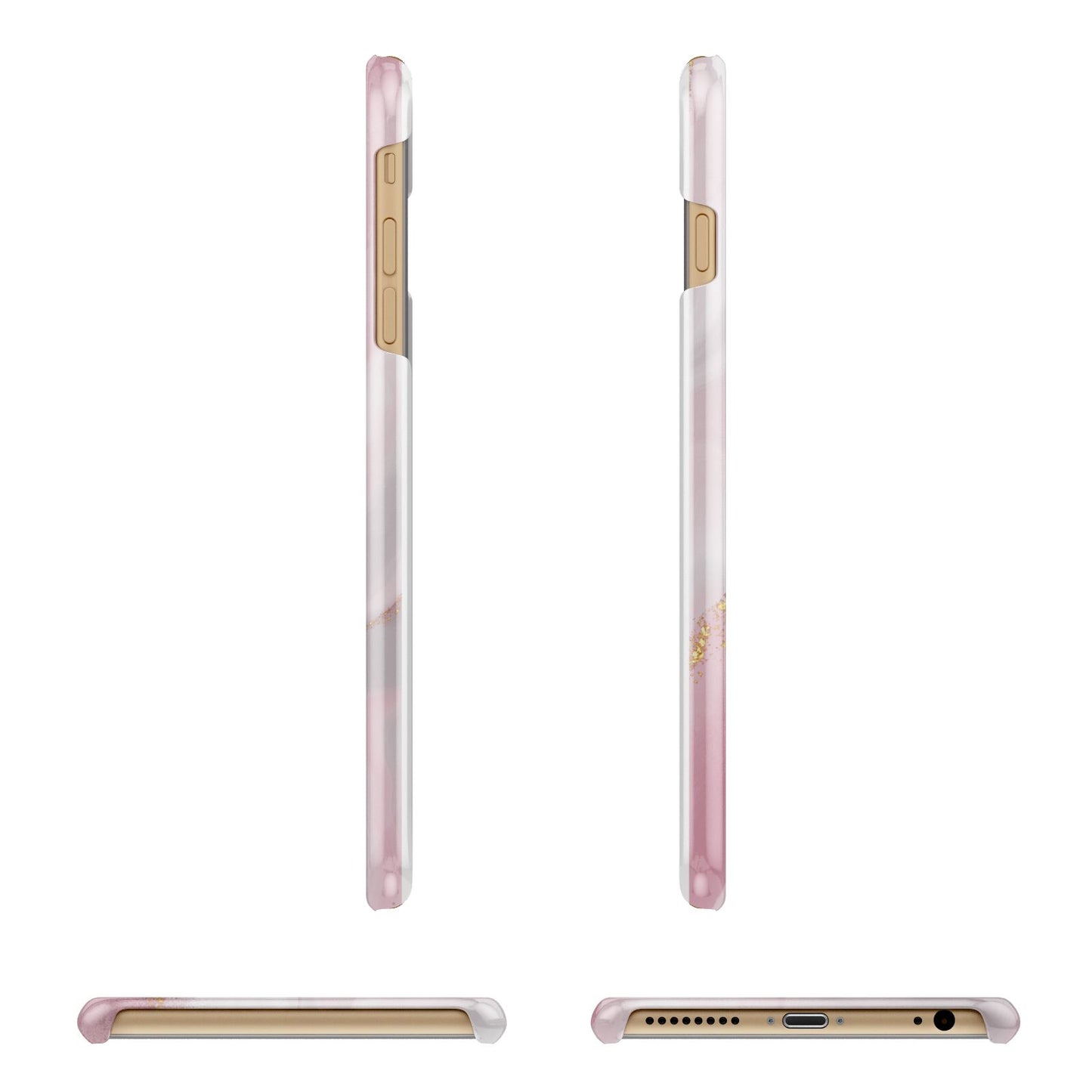 Personalised Pink Marble Apple iPhone 6 Plus 3D Wrap Snap Case Angled Images