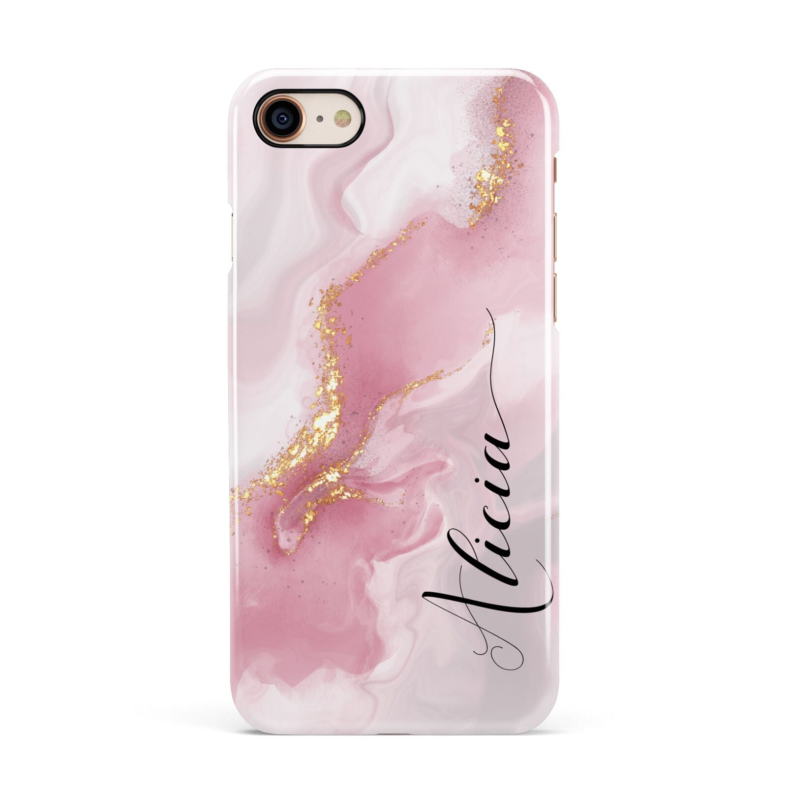 Personalised Pink Marble Apple iPhone 7 8 3D Snap Case