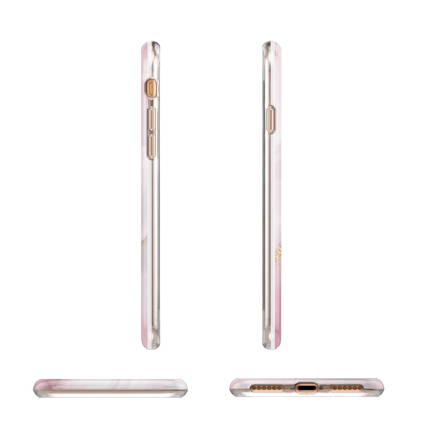 Personalised Pink Marble Apple iPhone 7 8 3D Wrap Tough Case Alternative Image Angles