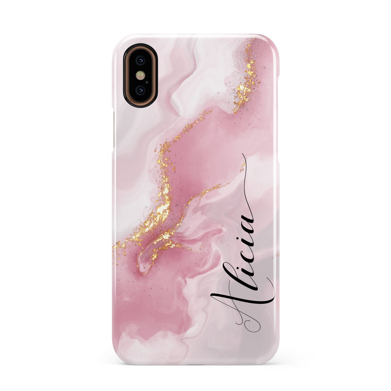 Personalised Pink Marble Apple iPhone XS 3D Snap Case