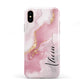 Personalised Pink Marble Apple iPhone XS 3D Tough