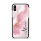 Personalised Pink Marble Apple iPhone Xs Impact Case Black Edge on Gold Phone
