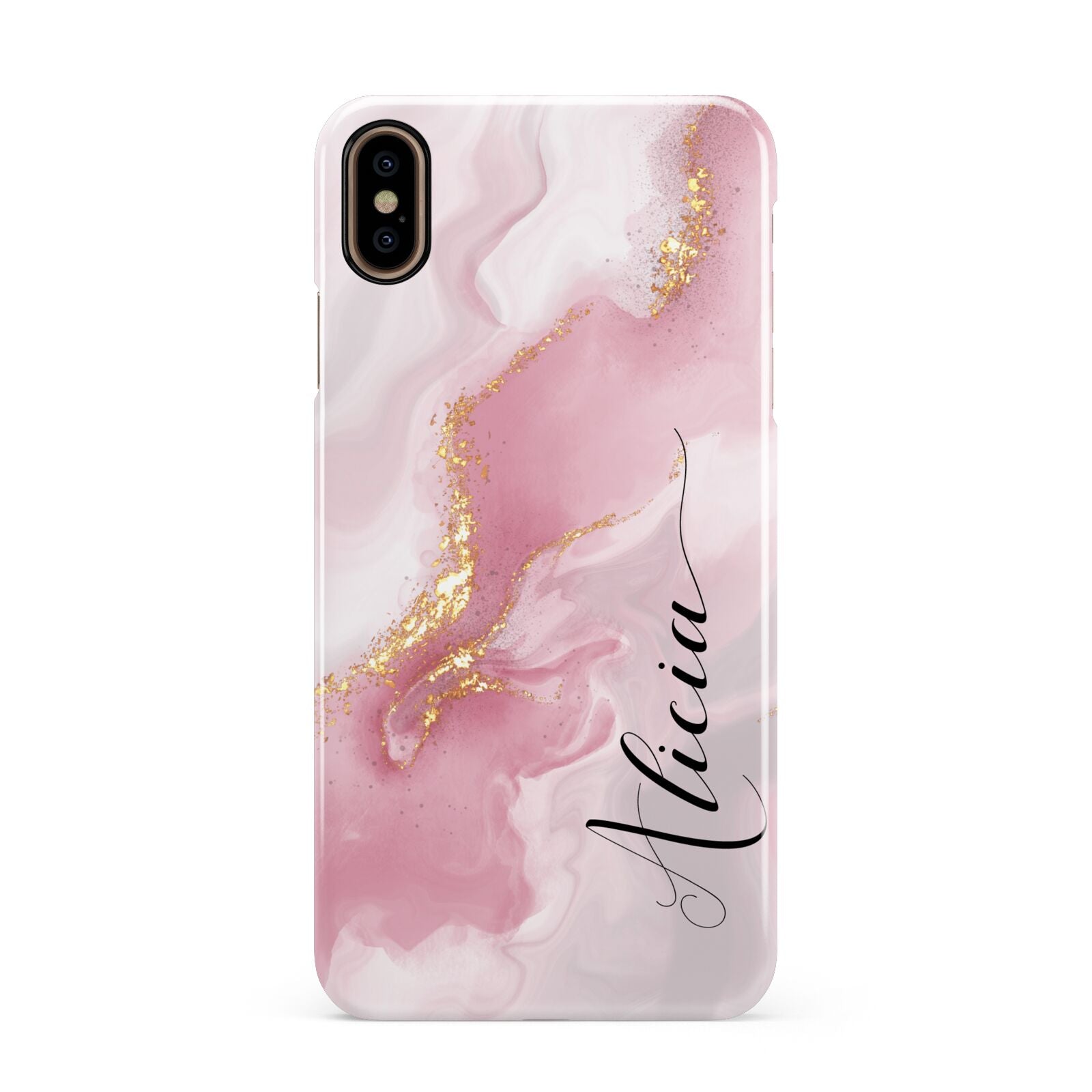 Personalised Pink Marble Apple iPhone Xs Max 3D Snap Case