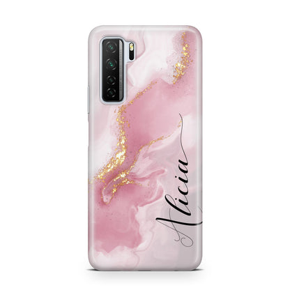 Personalised Pink Marble Huawei P40 Lite 5G Phone Case