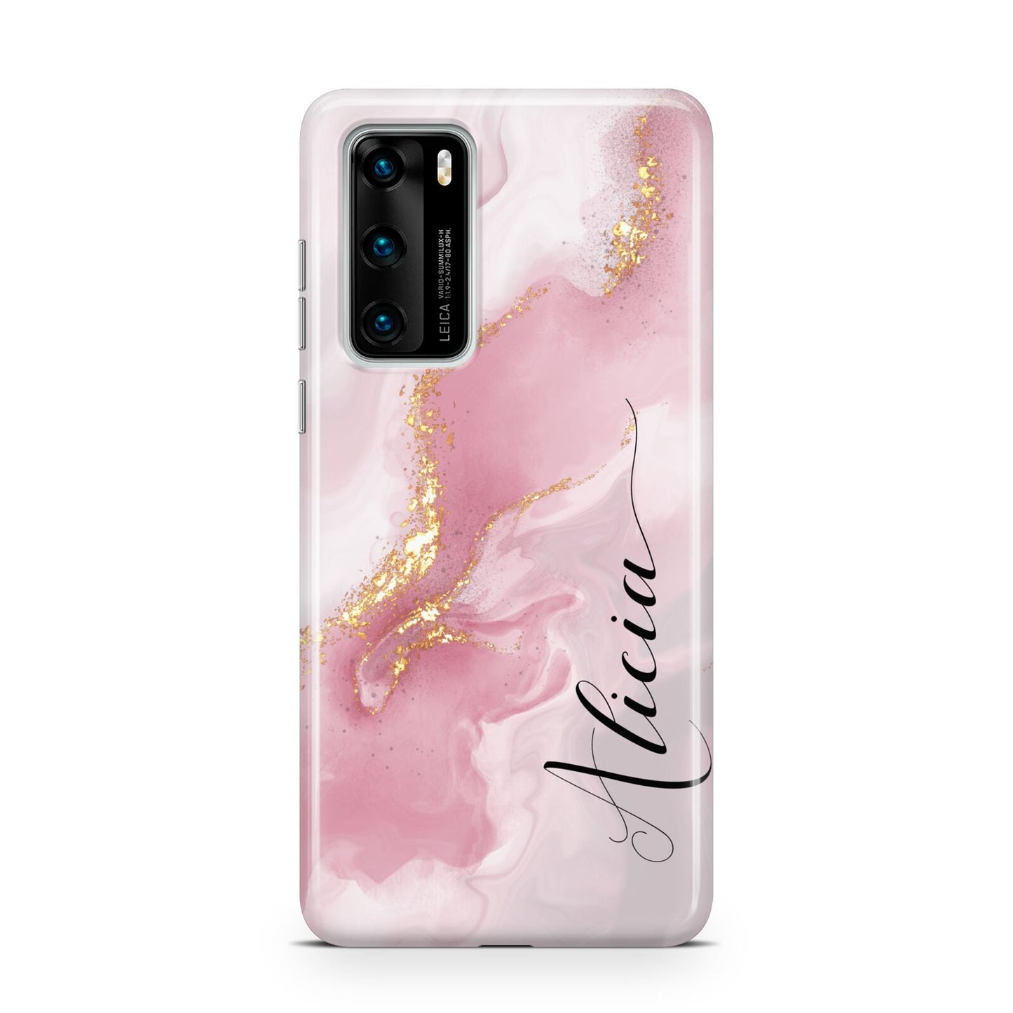 Personalised Pink Marble Huawei P40 Phone Case