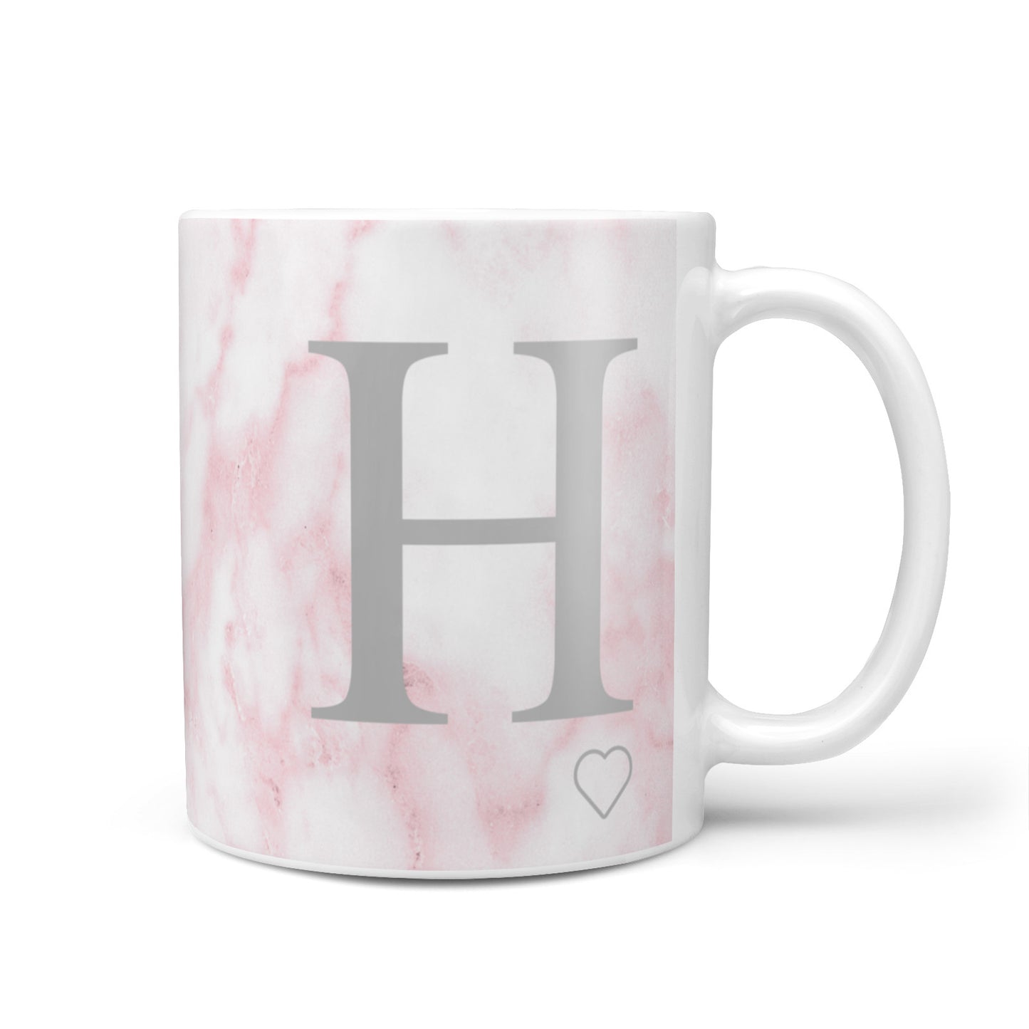 Personalised Pink Marble Initial 1 Custom 10oz Mug
