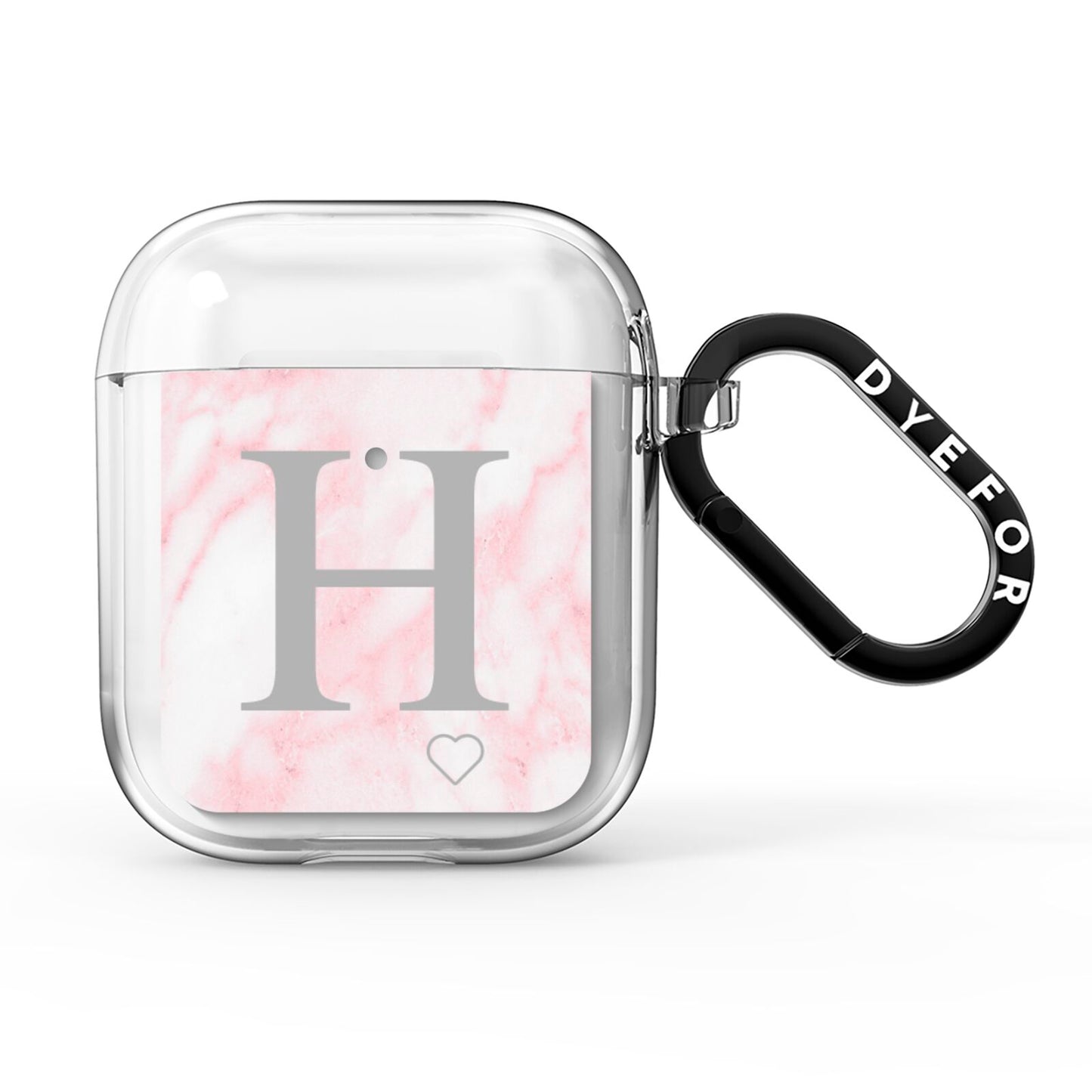 Personalised Pink Marble Initial 1 Custom AirPods Clear Case