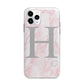 Personalised Pink Marble Initial 1 Custom Apple iPhone 11 Pro in Silver with Bumper Case