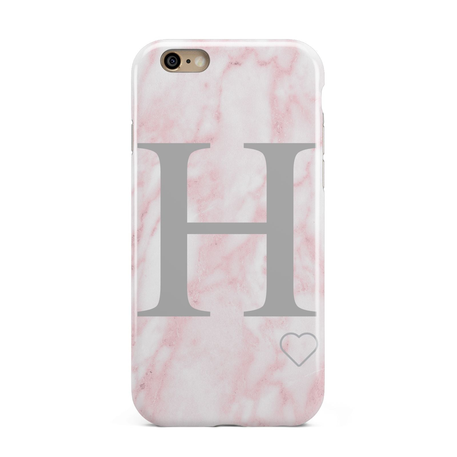 Personalised Pink Marble Initial 1 Custom Apple iPhone 6 3D Tough Case