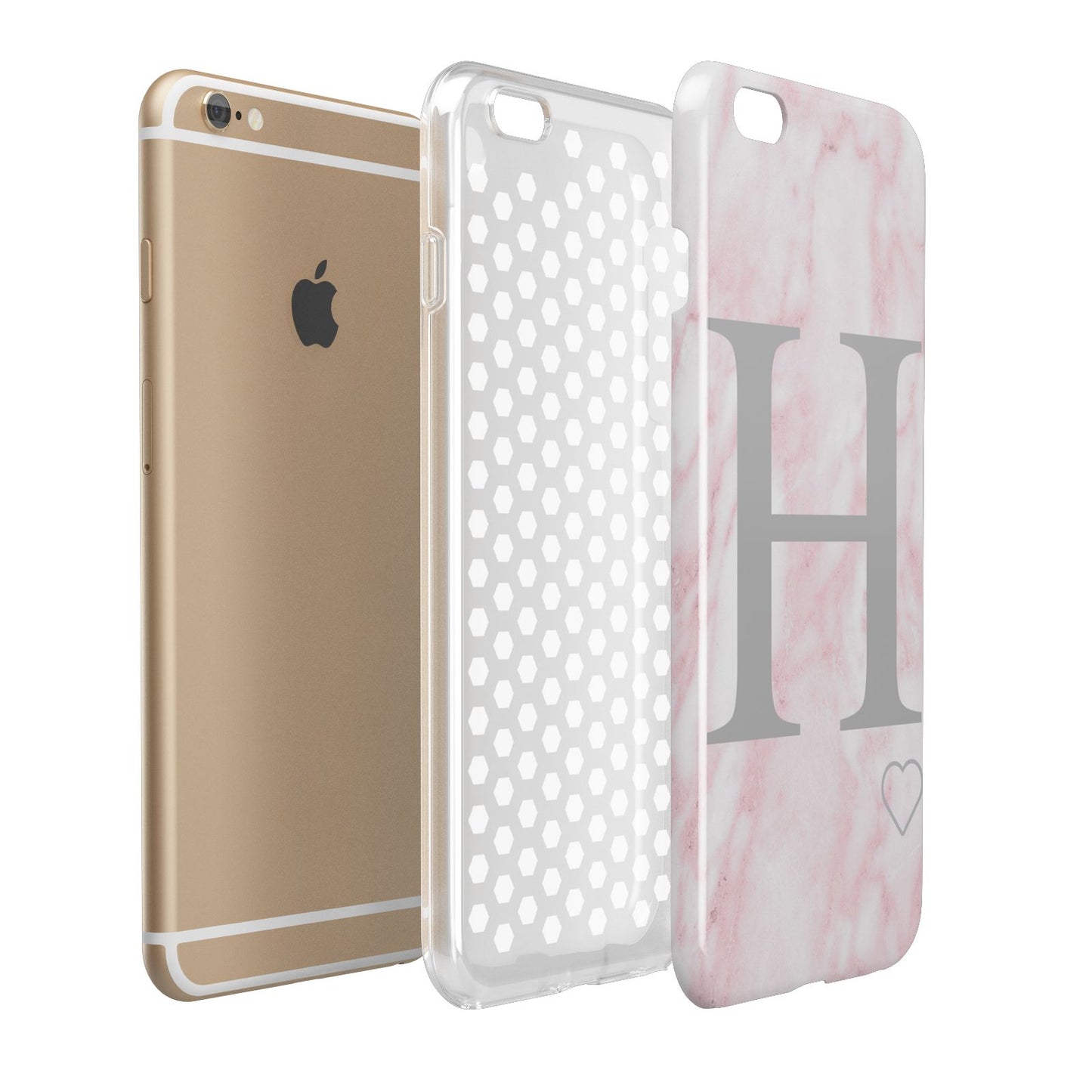 Personalised Pink Marble Initial 1 Custom Apple iPhone 6 Plus 3D Tough Case