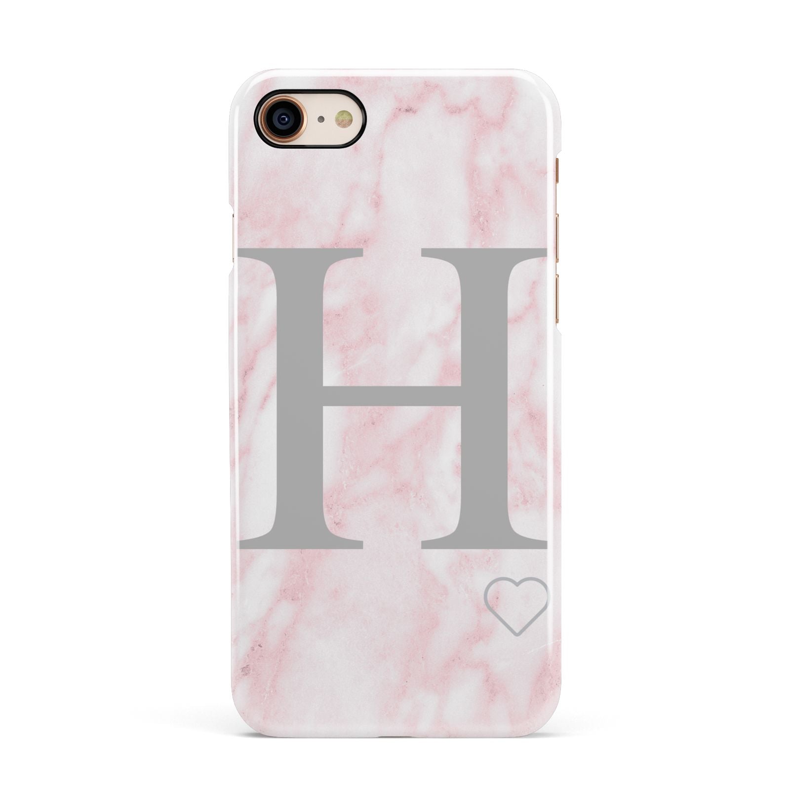 Personalised Pink Marble Initial 1 Custom Apple iPhone 7 8 3D Snap Case