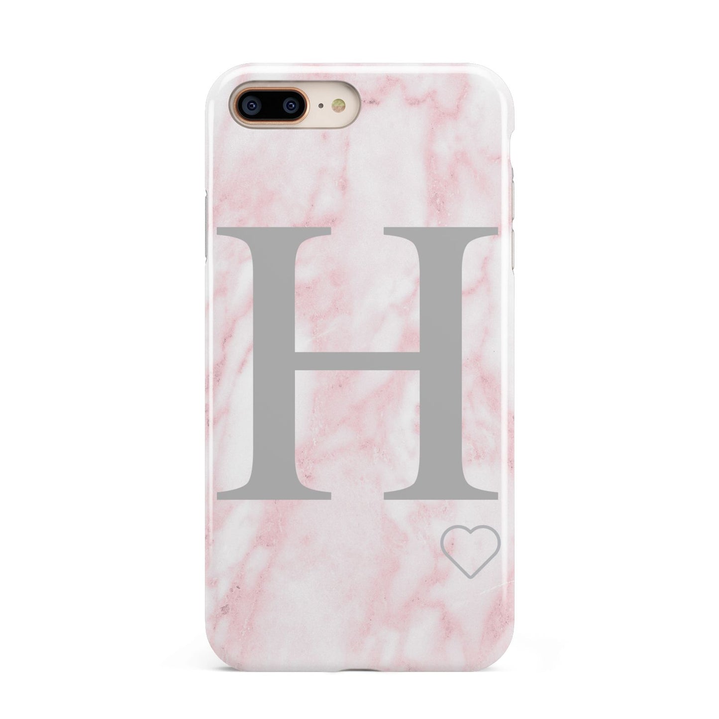Personalised Pink Marble Initial 1 Custom Apple iPhone 7 8 Plus 3D Tough Case