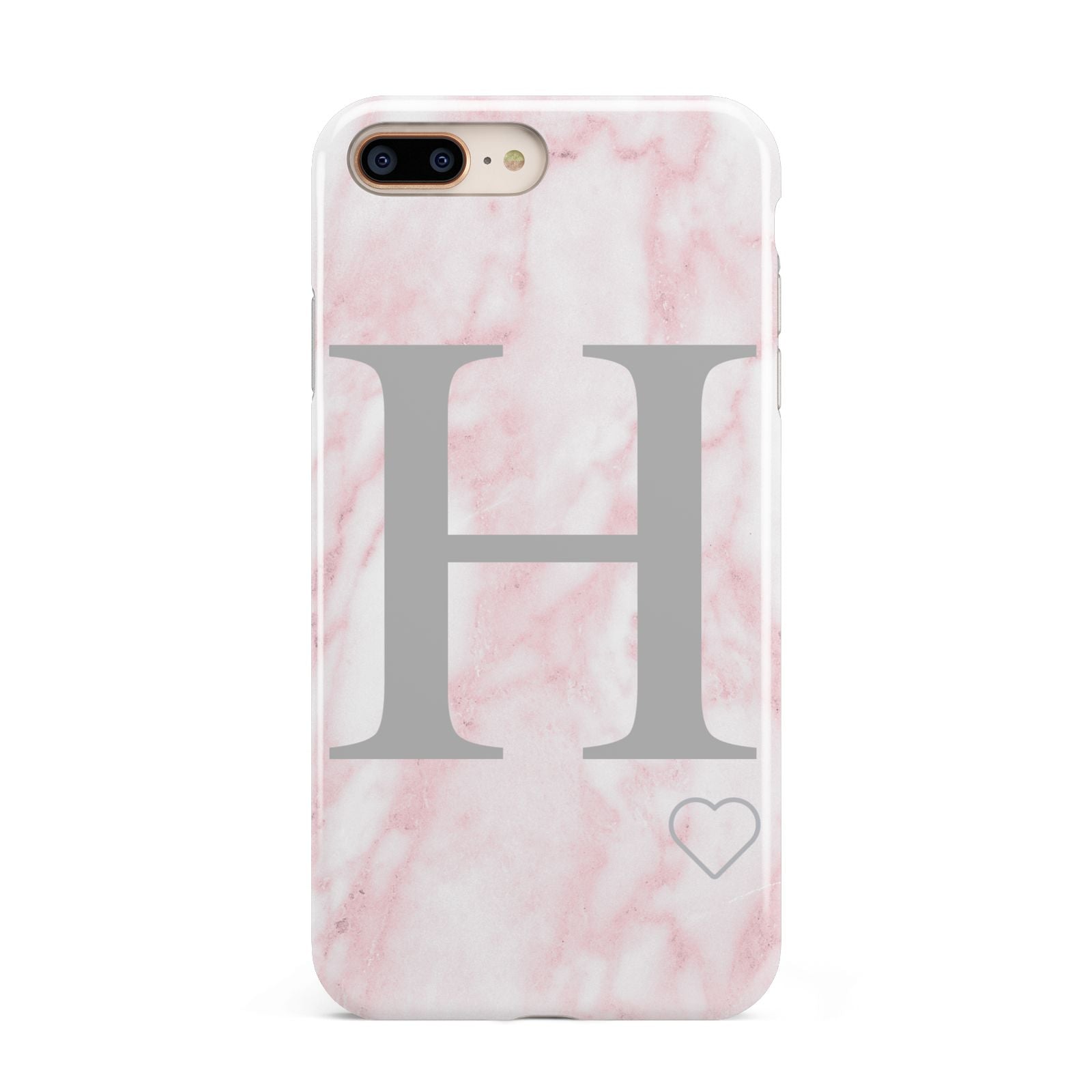 Personalised Pink Marble Initial 1 Custom Apple iPhone 7 8 Plus 3D Tough Case