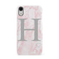 Personalised Pink Marble Initial 1 Custom Apple iPhone XR White 3D Snap Case