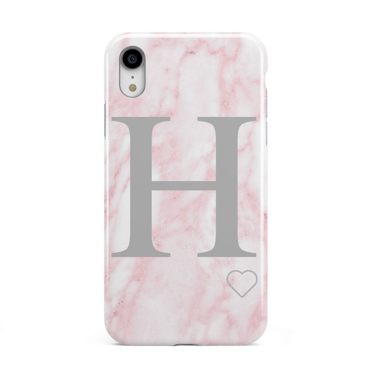 Personalised Pink Marble Initial 1 Custom Apple iPhone XR White 3D Tough Case