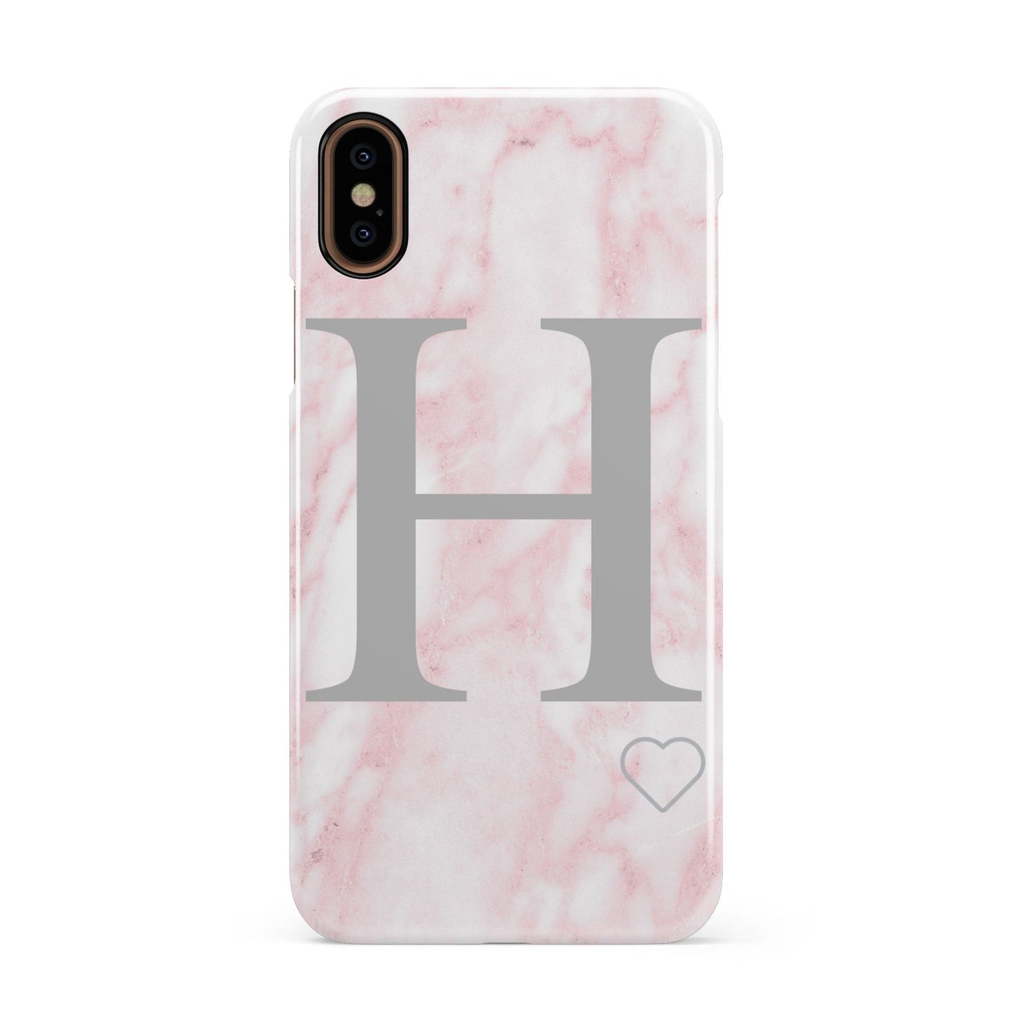 Personalised Pink Marble Initial 1 Custom Apple iPhone XS 3D Snap Case
