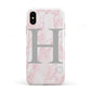 Personalised Pink Marble Initial 1 Custom Apple iPhone XS 3D Tough