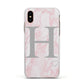 Personalised Pink Marble Initial 1 Custom Apple iPhone Xs Impact Case White Edge on Gold Phone