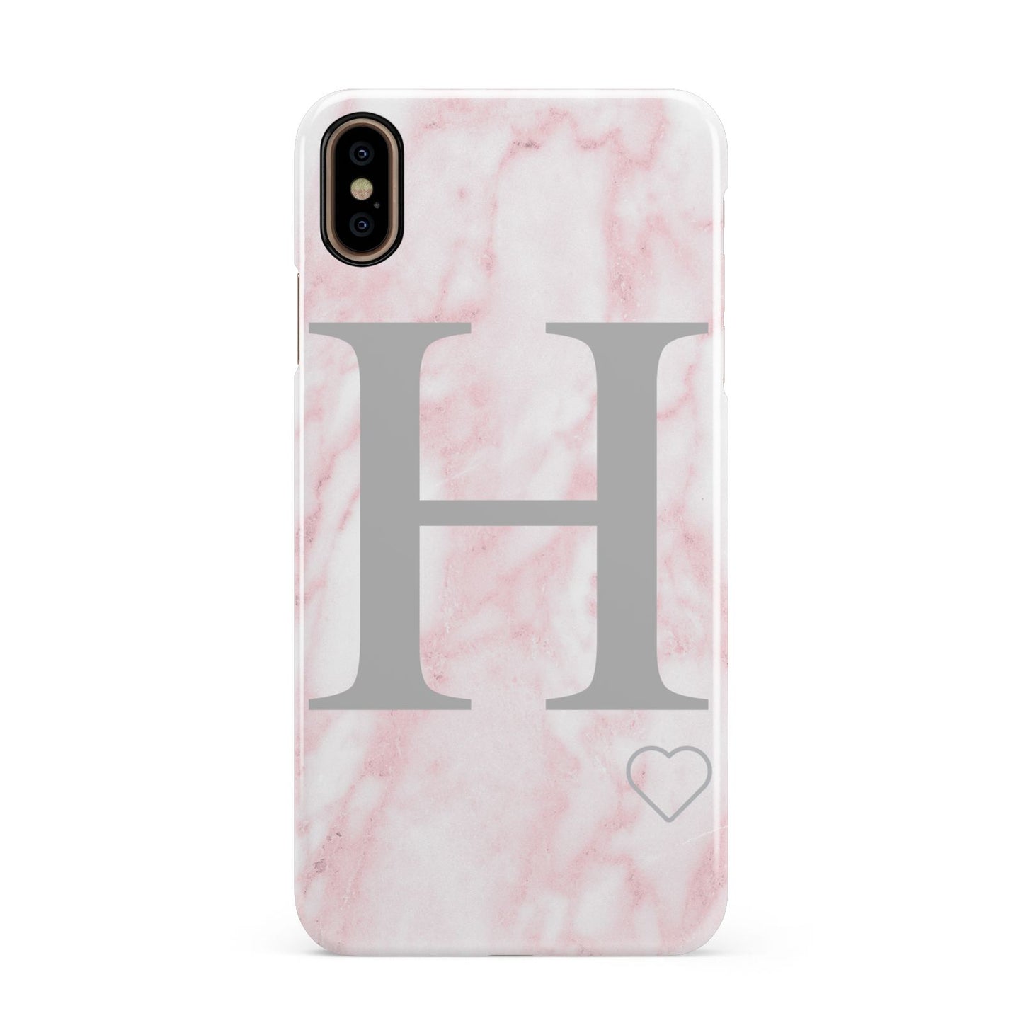 Personalised Pink Marble Initial 1 Custom Apple iPhone Xs Max 3D Snap Case