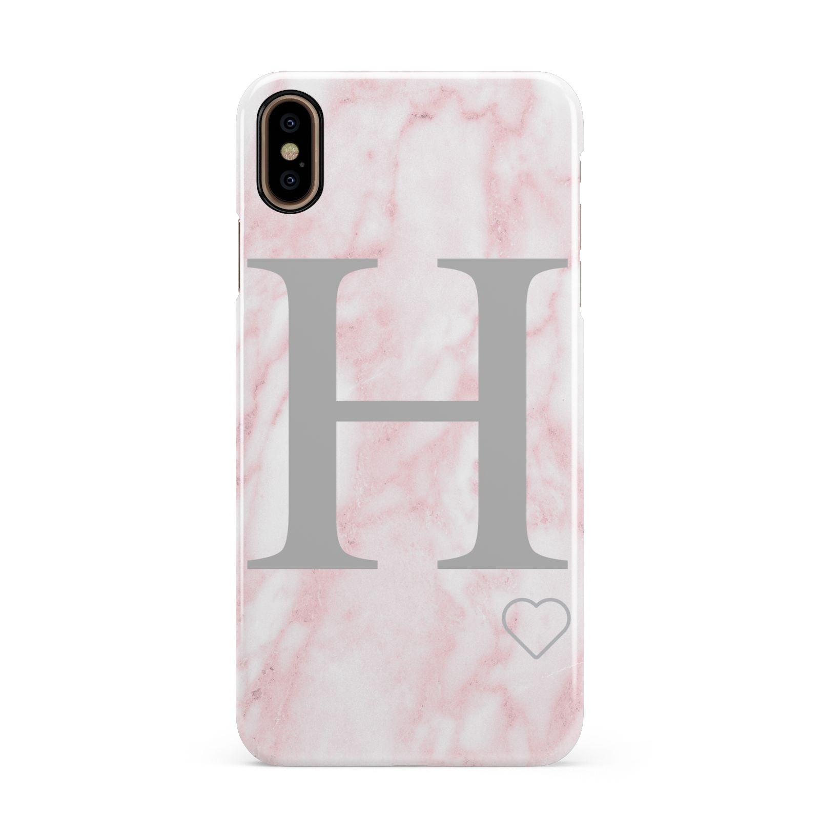 Personalised Pink Marble Initial 1 Custom Apple iPhone Xs Max 3D Snap Case